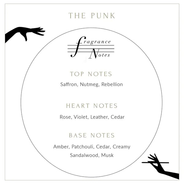Description de la bougie punk à base de safran, noix de muscade et rébellion