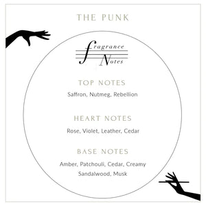 Description de la bougie punk à base de safran, noix de muscade et rébellion
