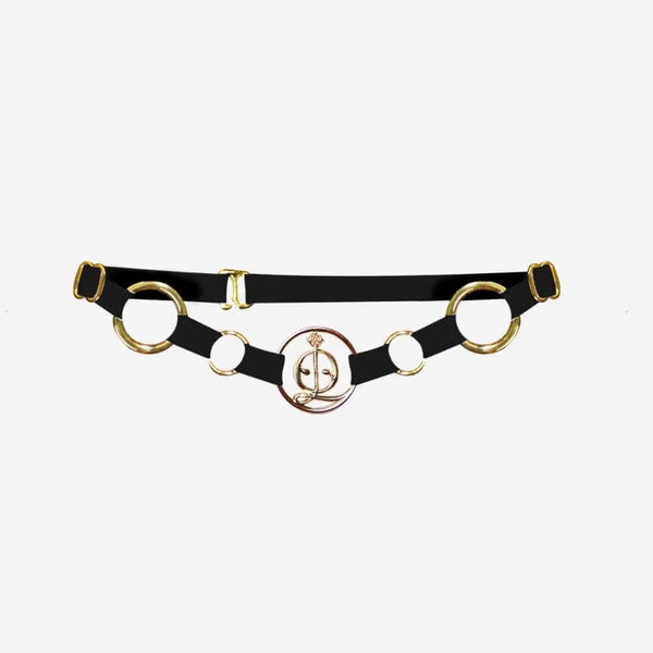 Collier ras-du-cou Stella, minimaliste, confectionné en élastiques doux et brillants, avec composants plaqués or 18 carats. Taille unique, ajustable pour toutes les morphologies.
