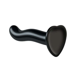 Dildo Point P&G de Strap-On-Me en silicone noir, avec courbure ergonomique pour stimuler le Point G et le Point P. Ventouse puissante pour une fixation sur surface plane et une utilisation mains libres.