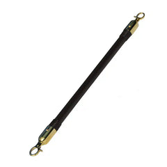 Barre d’écartement BDSM en cuir noir avec embouts et mousquetons métalliques, design épuré et fonctionnel, proposée en deux tailles.