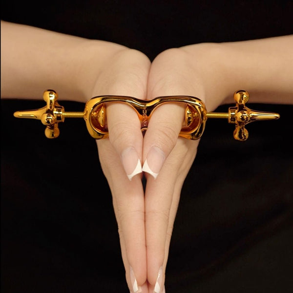 Menottes BDSM Pour Pouces mécanisme à vis progressif Finitions Dorées
