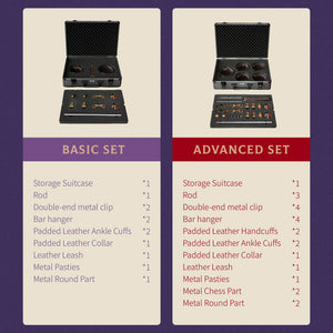 Comparaison des sets UPKO Basic Set et Advanced Set avec accessoires BDSM modulaires et mallettes de rangement Brigade Mondaine Paris