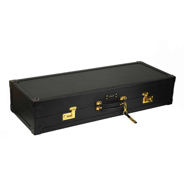 Mallette d'accessoires bondage et BDSM en velours rouge et cuir noir fait à la main, incluant tiroirs et fermeture sécurisée à code UPKO chez Brigade Mondaine