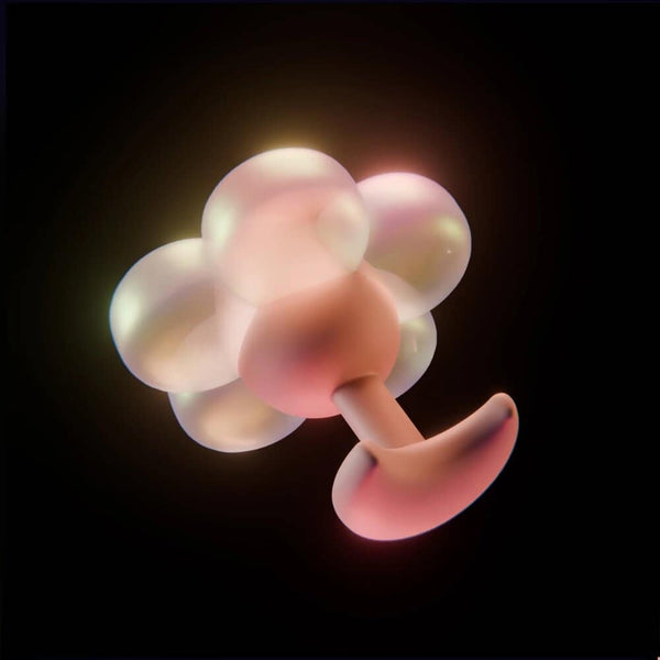 Accessoire anal UPKO en silicone translucide à design floral avec base évasée Brigade Mondaine Paris
