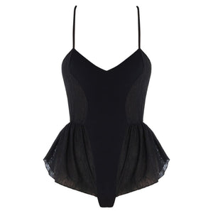 Packshot du Devant de la BabyDoll en Dentelle couleur Noir