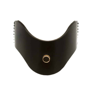 Collier EBE Posture large en cuir noir et détails dorés de 0770 chez Brigade Mondaine