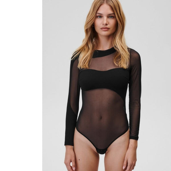 Mannequin de face portant le body No Promises de Undress Code sur un fond blanc.
