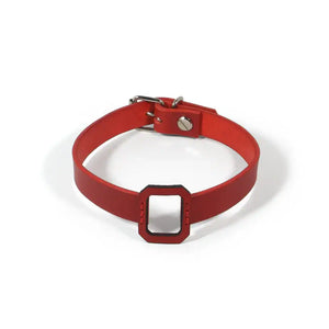Choker en Cuir Rouge Walpier Buttero Veg Tan et Quincaillerie nickelée