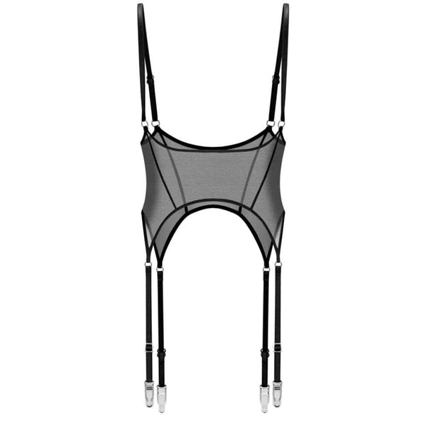 Packshot Porte-Jarretelles en Maille Mesh Extensible Noir
