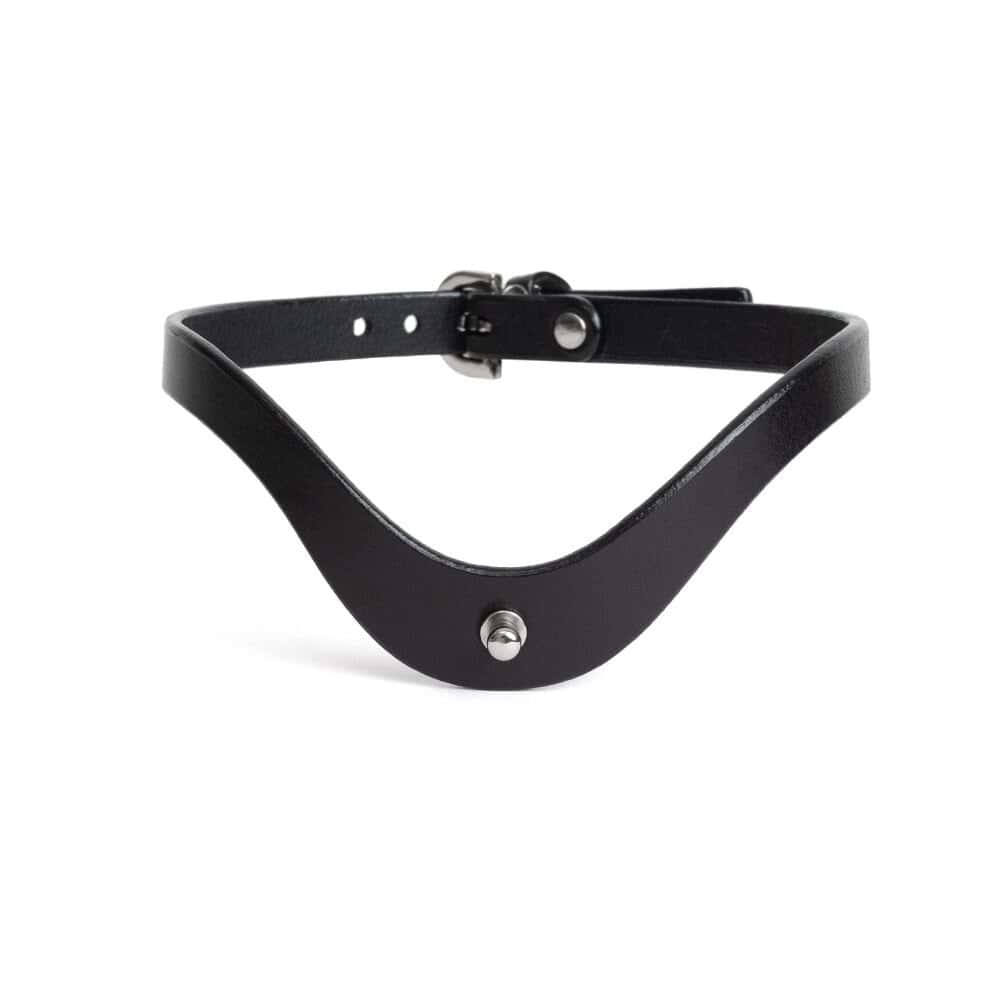 Packshot Collier Bondage Ras de Cou en Cuir Noir et Quincaillerie Nickelée