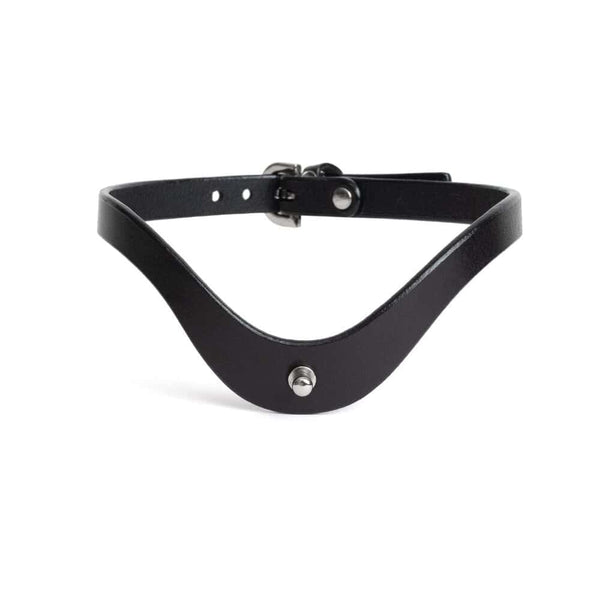 Packshot Collier Bondage Ras de Cou en Cuir Noir et Quincaillerie Nickelée