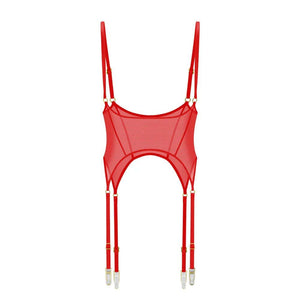 Porte-Jarretelles Rouge en maille durable et ultra-extensible et Détails Dorés
