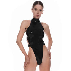Body en Latex naturel Noir Sangles Réglables avec Boucles