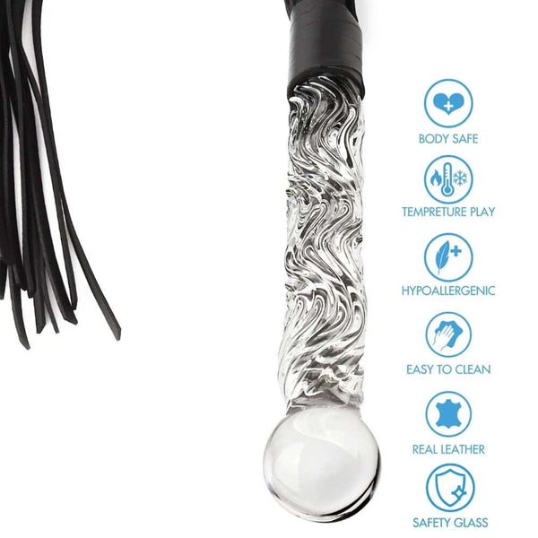 BM Sélection - Fouet Dildo Verre et Cuir