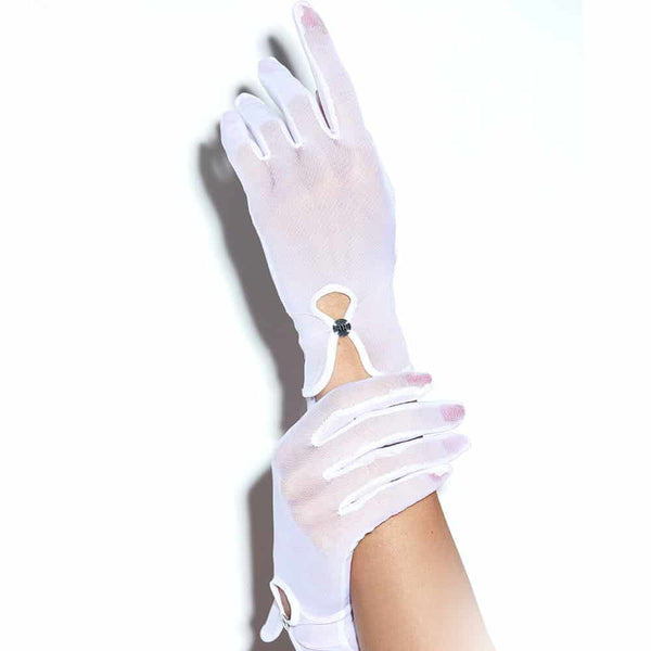 Gants blancs en résille transparente