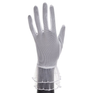 Gants à Volants Blanc en Résille Fine style élégant