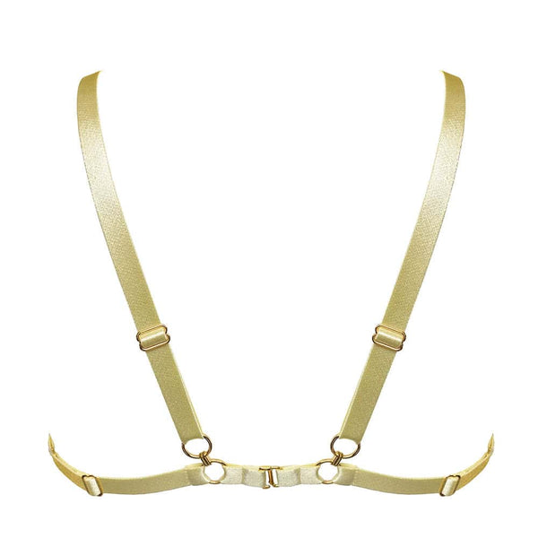 Soutien-gorge souple Cadi Bordelle en jaune citron, avec des bretelles ajustables et un fermoir en or 24 carats. Légèrement structuré, il offre un maintien optimal tout en restant confortable et élégant pour un style sexy et naturel.