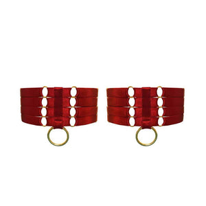 Jarretières rouge Bondage de la gamme Bordelle Signature chez Brigade Mondaine