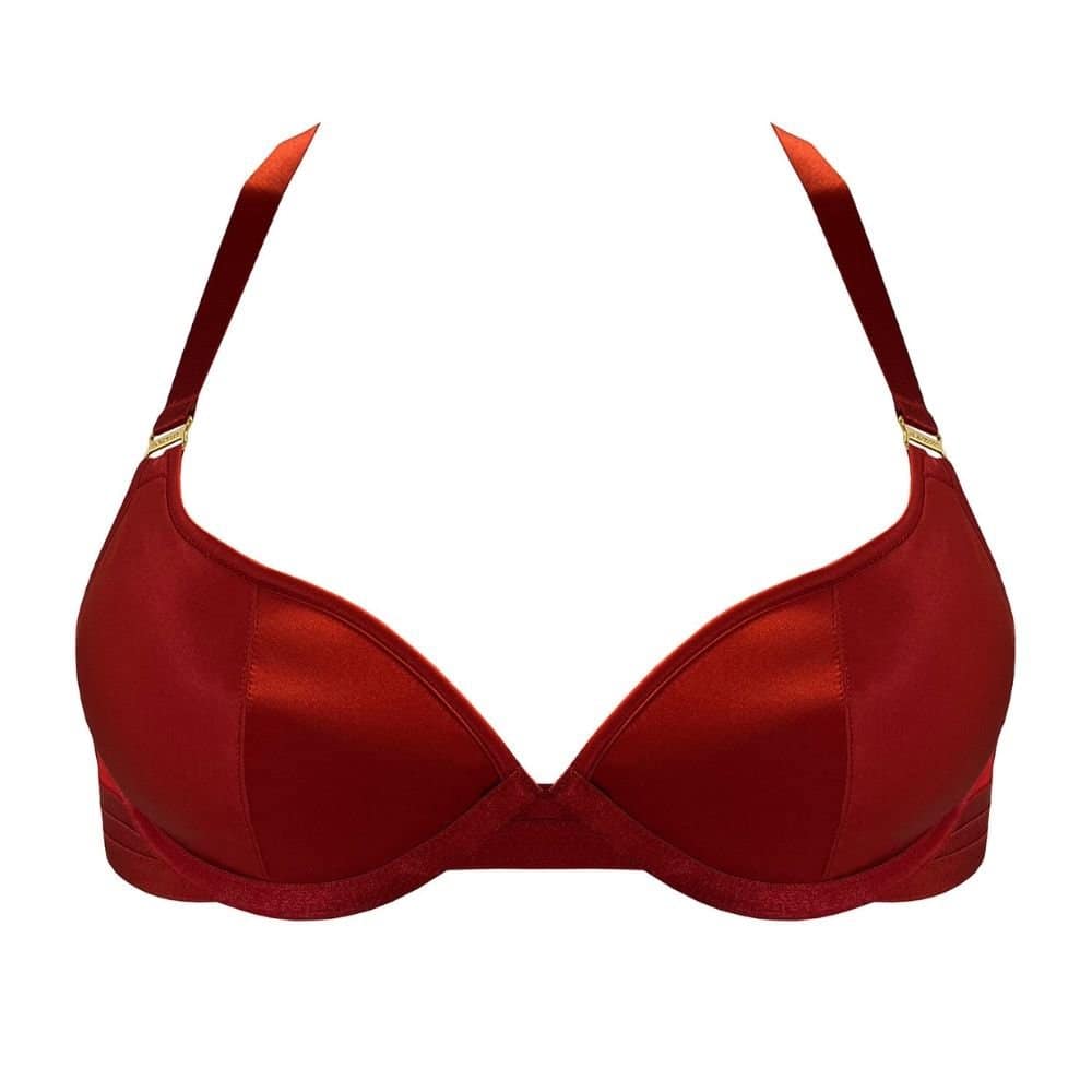 Packshot du Devant du Soutien-Gorge Push-Up en Soie couleur Rouge