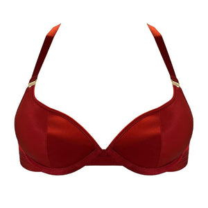 Packshot du Devant du Soutien-Gorge Push-Up en Soie couleur Rouge