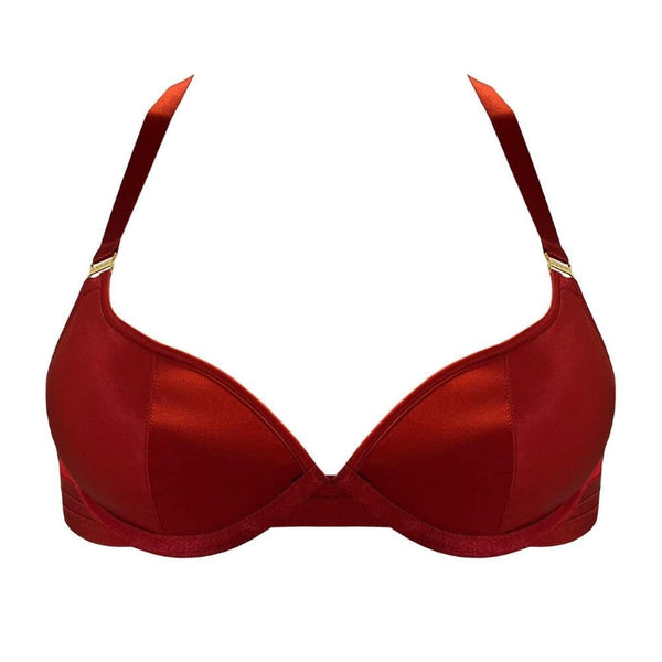 Packshot du Devant du Soutien-Gorge Push-Up en Soie couleur Rouge