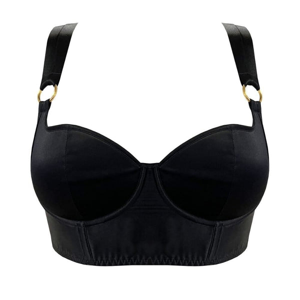 Packshot du Devant du Bustier en Soie couleur Noir