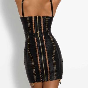 Robe Angela combinaisons de sangles élastiques en satin noir
