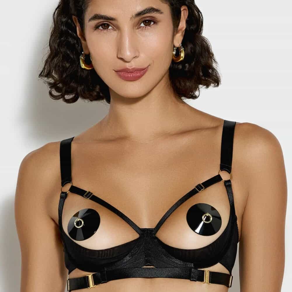 Soutien-gorge noir ouvert avec sangles – Design structuré