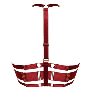 Soutien-Gorge Rouge Brulé en maille douce et transparente élastiques larges en satin bretelles réglables détail sur le dos et sous-bande entièrement réglables pour un ajustement sur-mesure. Fermeture élégante avec des crochets en forme de cygne, plaqués or 24 carats, sur les coutures latérales.