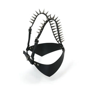 Soutien-Gorge Cuir avec Spikes Argentés en Quincaillerie nickelée