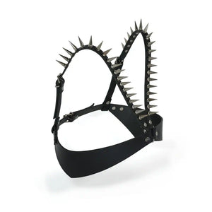 Soutien-Gorge Cuir avec Spikes Argentés en Quincaillerie nickelée