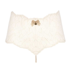 Culotte taille haute avec perles stimulantes en dentelle ivoire collection SYDNEY avec petit noeud sur le devant BRACLI chez Brigade Mondaine