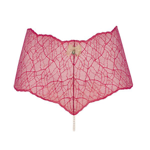 Culotte taille-haute avec perles stimulantes en dentelle rouge collection SYDNEY avec petit noeud sur le devant BRACLI chez Brigade Mondaine