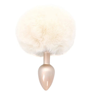 Plug anal Bunnytail rose avec queue en fausse fourrure douce, design raffiné et confortable.