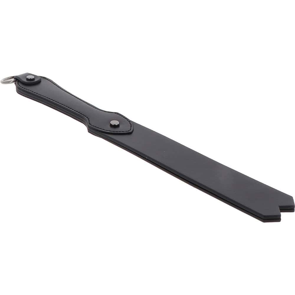 Slapper double couche en Cuir Noir avec extrémité angulaire et poignée ergonomique