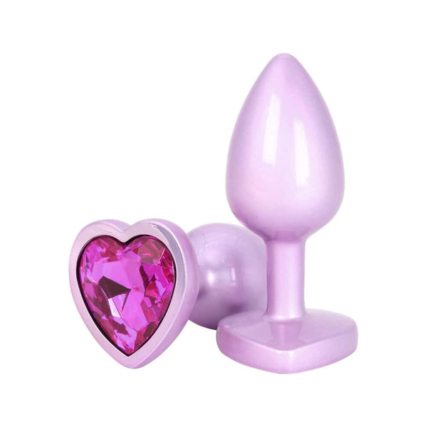 #rose Plug anal Time to Shine en aluminium mauve avec pierre violette scintillante en forme de cœur, design élégant et confortable.