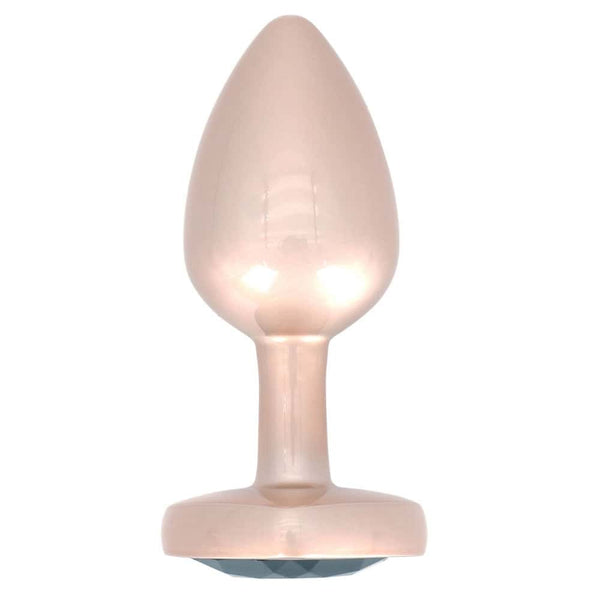 #noir Plug anal Time to Shine en aluminium doré avec pierre noire scintillante en forme de cœur, design élégant et confortable.