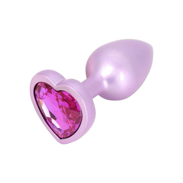 #rose Plug anal Time to Shine en aluminium mauve avec pierre violette scintillante en forme de cœur, design élégant et confortable.