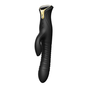 Vibromasseur Rabbit MOSE noir à double stimulation, surface mate texturée et lignes ergonomiques, présenté sur fond blanc dans une esthétique épurée et contemporaine.