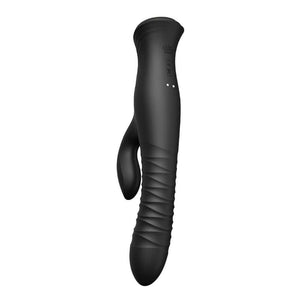 Vibromasseur Rabbit MOSE noir à double stimulation, surface mate texturée et lignes ergonomiques, présenté sur fond blanc dans une esthétique épurée et contemporaine.