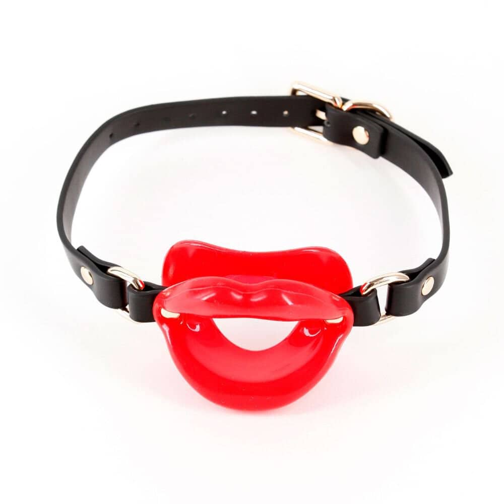 Gag Bâillon Forme Bouche BDSM Simili cuir en Silicon et Détails en Métal sans nickel