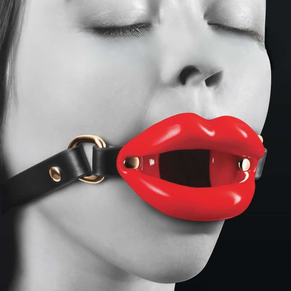 Gag Bâillon Forme Bouche BDSM Simili cuir en Silicon et Détails en Métal sans nickel