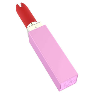 Stimulateur clitoridien compact en forme de rouge à lèvres, 10 modes de vibration, trois embouts interchangeables, rechargeable et étanche IPX5.
