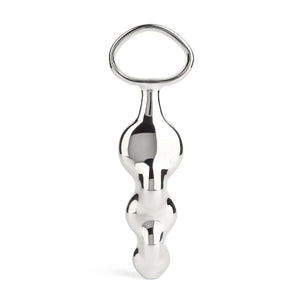Stimulateur de prostate forme torsadée en acier inoxydable poli Argenté manche circulaire surface lisse