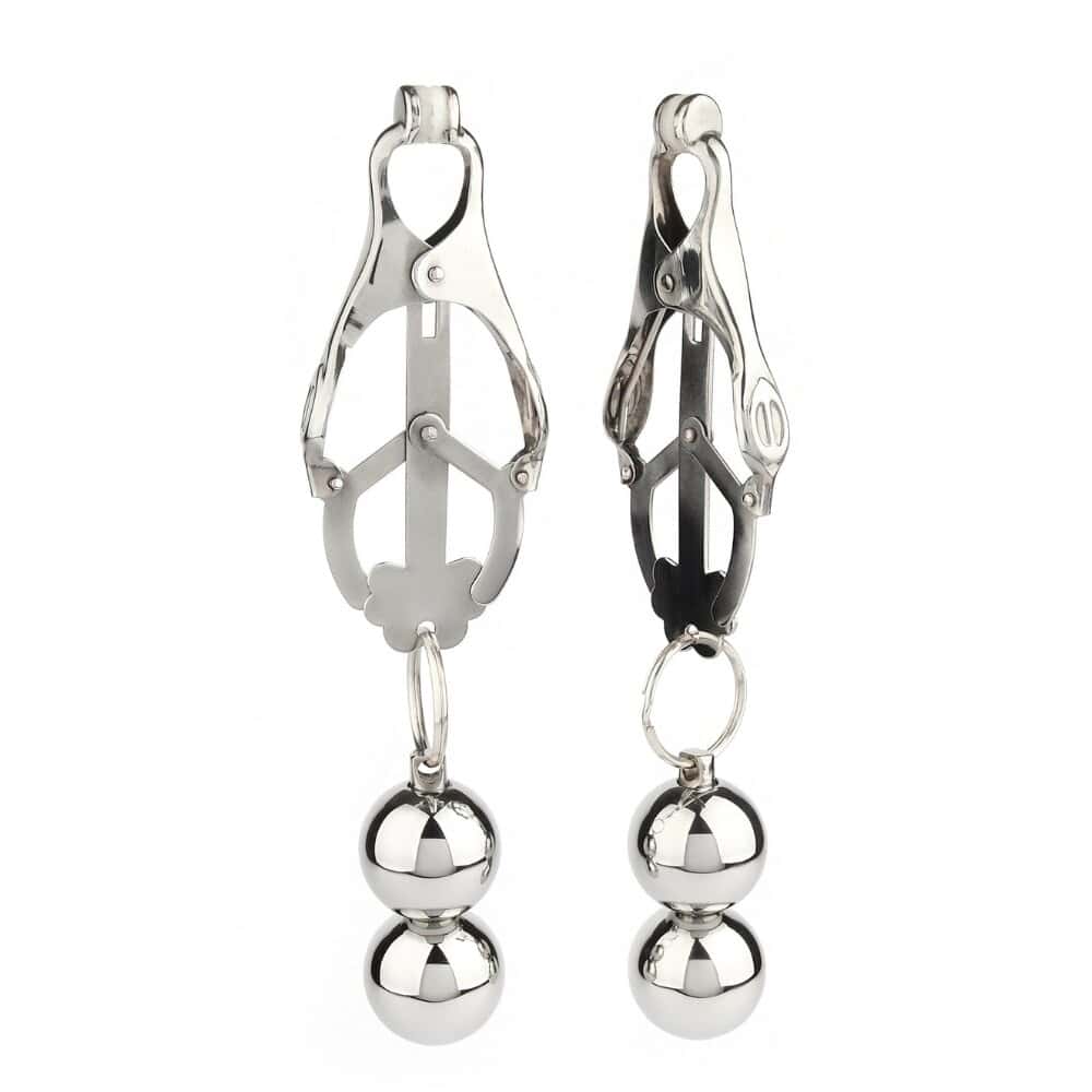 Pinces à seins en acier inoxydable Argenté équipées de poids intégrés