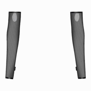 Gants longs opéra en mesh noir transparent avec ouverture pour le pouce.