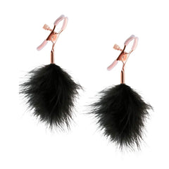 Pinces à tétons en Plume Noir embout en silicone et détails rose gold