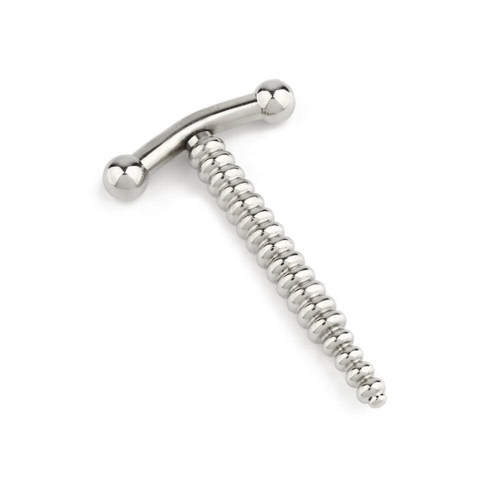 Packshot plug urétral a courte longueur et diamètre étroit en acier inoxydable poli conception fermée surface lisse pour une insertion fluide et poignée de sécurité intégrée