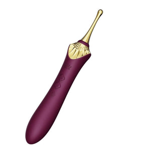 Stimulateur intime ZALO Bess 2, élégant et fin, en silicone haut de gamme, présenté avec embouts interchangeables et fonction chauffante, conçu pour une stimulation précise et personnalisée.